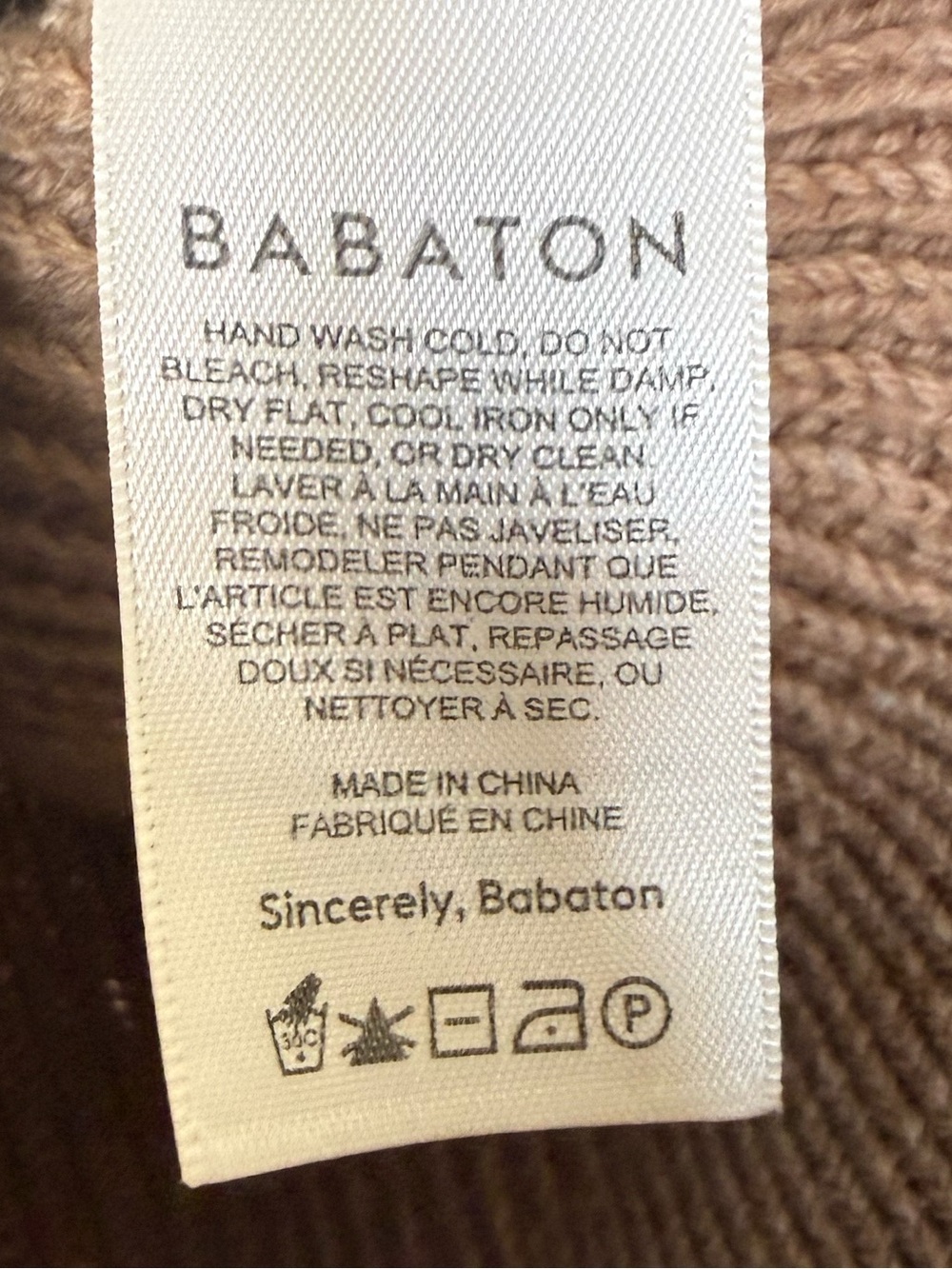 Babaton Taupe V-Neck Ribbed Merino Wool Roger Sweater Size XS - Picture 6 of 7
